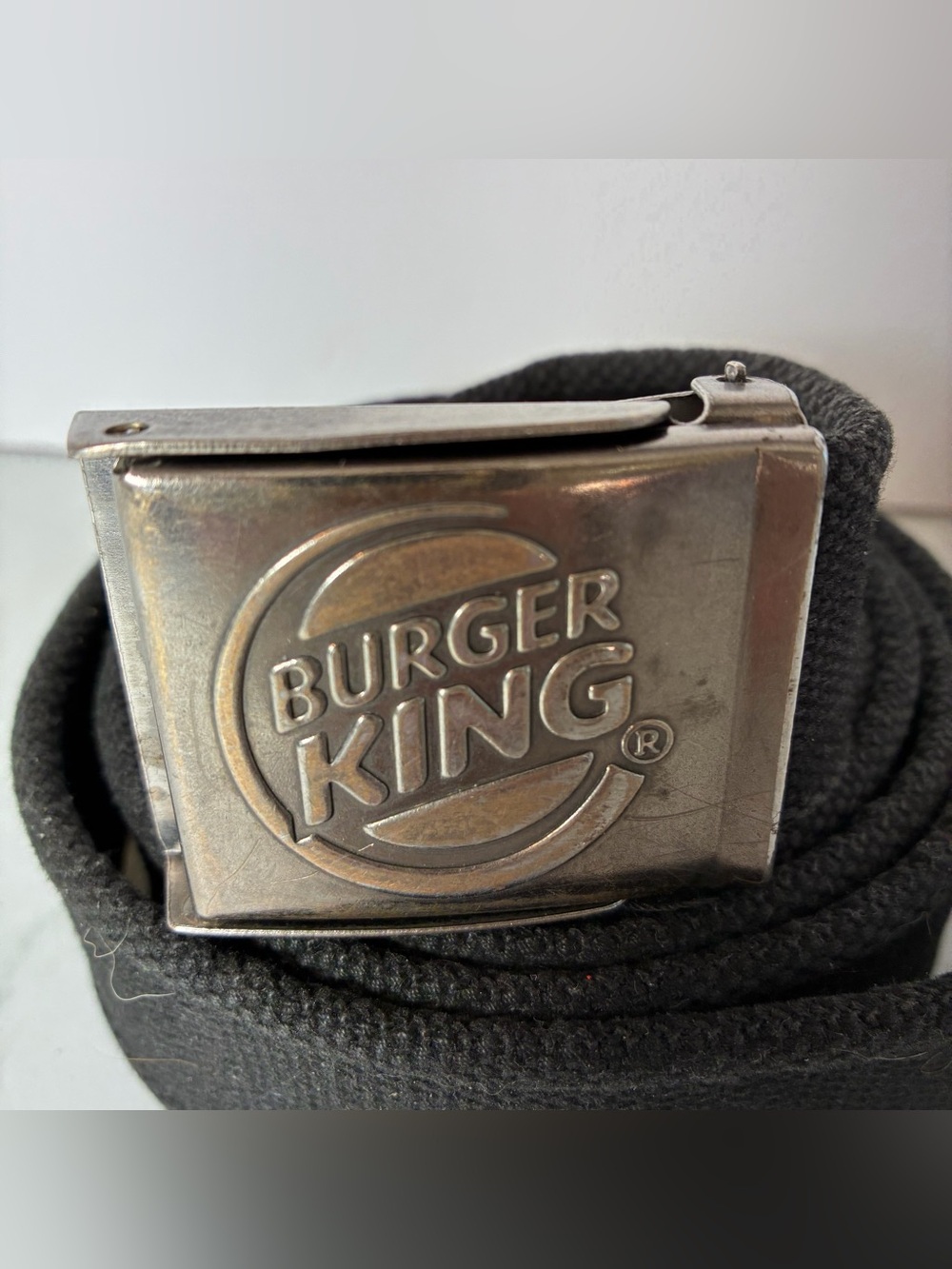 Burger King 63” Belt Silver Metal Buckle Black Large Employee Crew Fast Food
